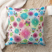 Coussin Motif mignon d'arrière - plan de hibou de fleur (Couverture)