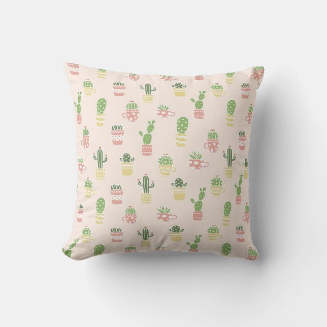 Coussin Motif mignon de cactus (Recto)