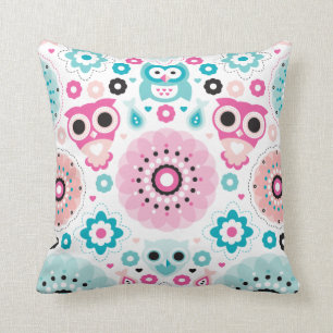 Coussin Motif mignon de hiboux de crèche de fille