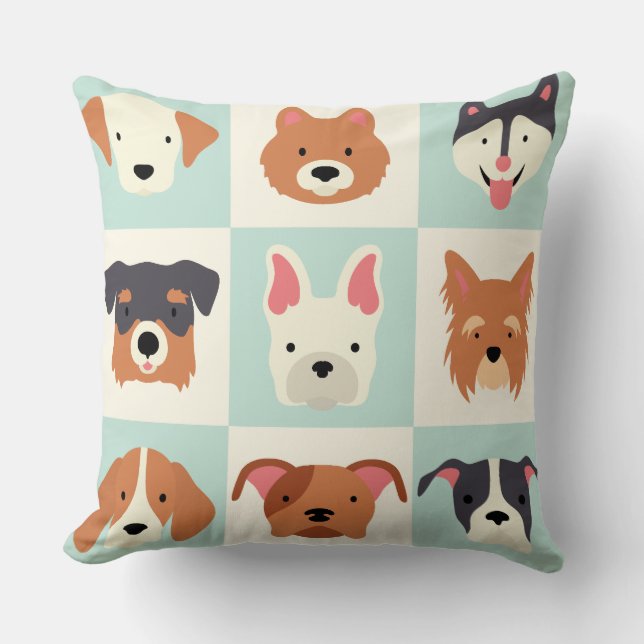 Coussin Motif mignon de race de chiens (Recto)