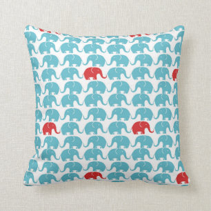 Coussin Motif mignon d'éléphant avec l'accent rouge
