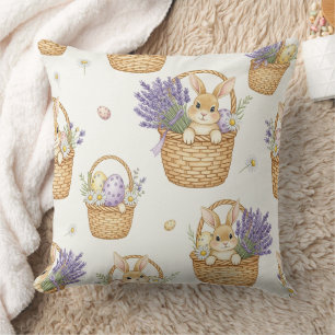 Coussin Motif minimal de Pâques Lapin Pastel Printemps (5)