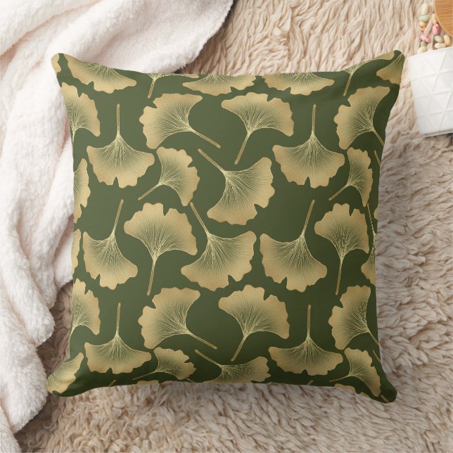 Coussin Motif minimal Ginkgo or (Couverture)