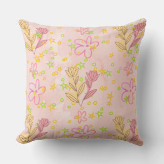 Coussin Motif minimaliste de gribouillis floral - art de c