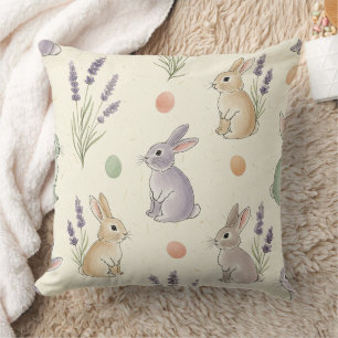 Coussin Motif minimaliste de Pâques lapin pastel printemps