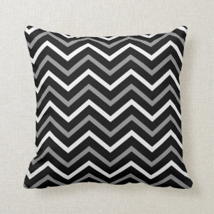 Coussin Motif moderne Black White et Grey Chevron Zigzag