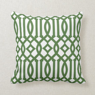 Coussin Motif moderne blanc et vert Trellis