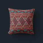 Coussin Motif moderne Boho boud tissu Bourgogne<br><div class="desc">Décor maison moderne motif avec motifs ethniques. Intérieur bohème tendance. Zig zag flèche design en bordeaux et turquoise.</div>