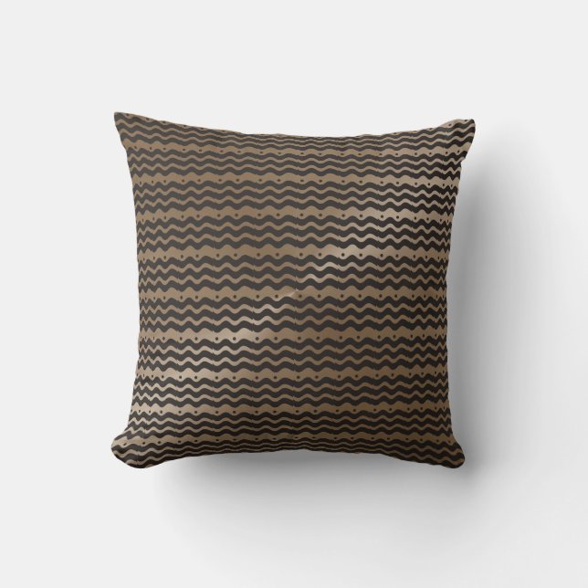 Coussin Motif moderne de Chevron de Taupe noir (Recto)