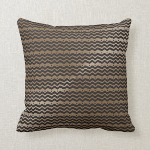 Coussin Motif moderne de Chevron de Taupe noir