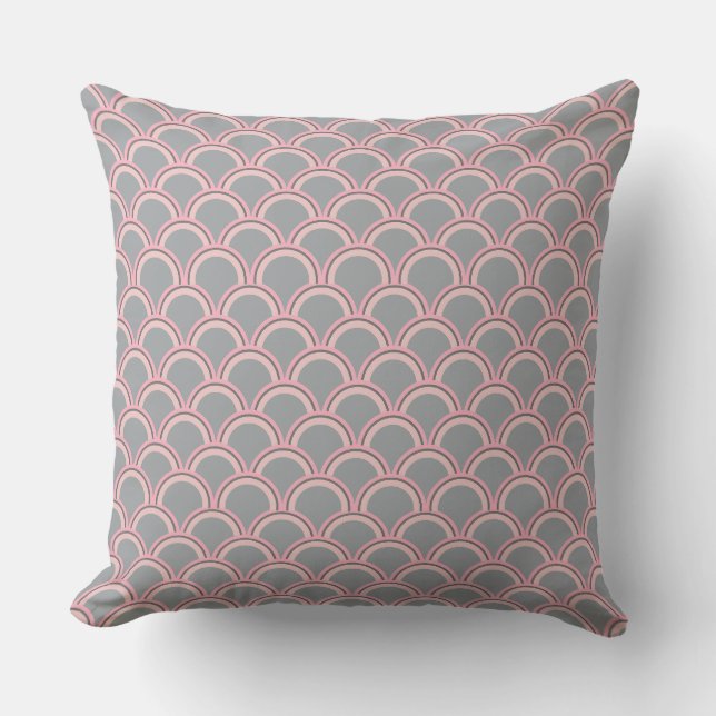 Coussin Motif moderne de coquillage rose et gris (Recto)