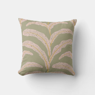 Coussin Motif Moderne de Feuille de Palmier Tropical Sage