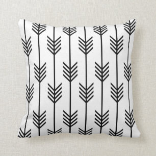Coussin Motif moderne de Fletching de flèche noir et blan