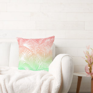 Coussin Motif moderne de palmiers tropicaux turquoise cora