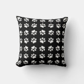 Coussin Motif moderne d'empreinte de patte en noir et blan (Recto)