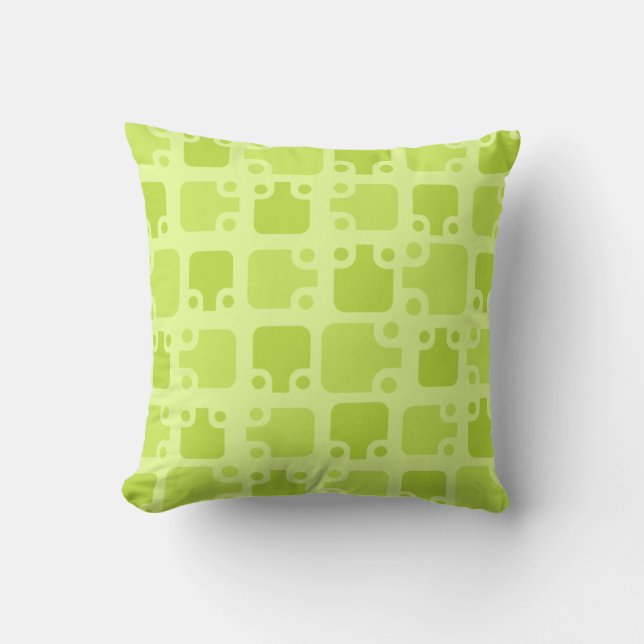 Coussin Motif moderne du milieu du siècle Chartreuse (Recto)