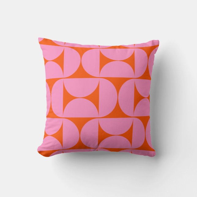 Coussin Motif Moderne Du Milieu Du Siècle Préppant Rose Et (Recto)
