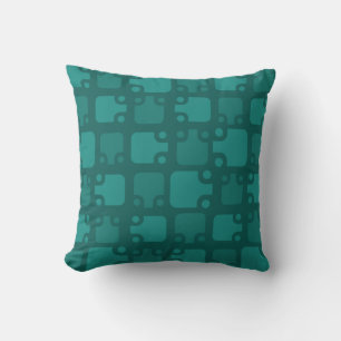 Coussin Motif moderne du milieu du siècle Turquoise