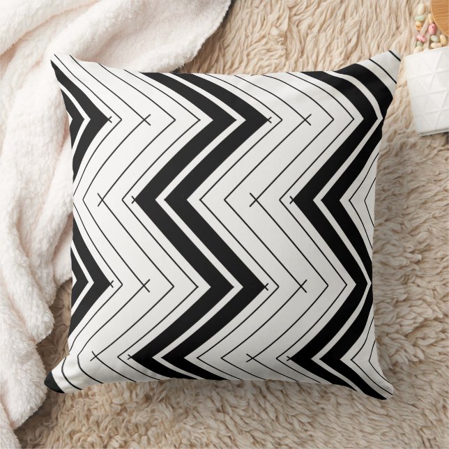 Coussin Motif moderne en zig zag noir et blanc (Couverture)