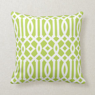 Coussin Motif moderne Lime vert et blanc Trellis