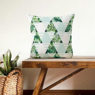 Coussin Motif moderne Mint Green Tropical Triangles