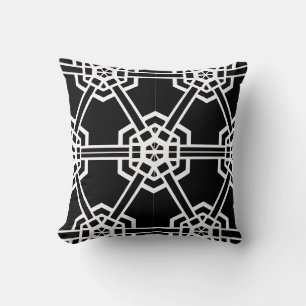 Coussin motif moderne noir et blanc