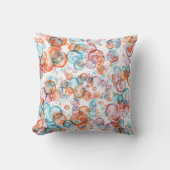 Coussin Motif moderne orange et bulles turquoise (Recto)