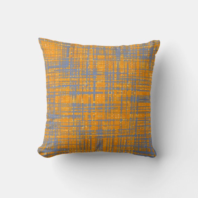 Coussin Motif moderne orange gris jaune bleu (Recto)