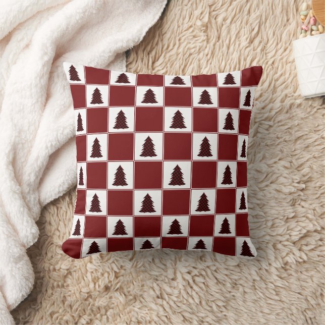 Coussin Motif moderne Red Buffalo Plaid Christmas Tree (Couverture)