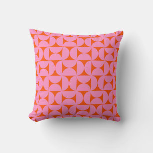 Coussin Motif moderne rose Et orange Du Milieu Du Siècle