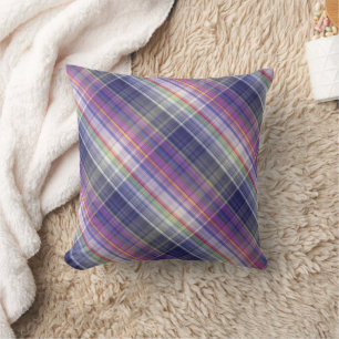 Coussin Motif moderne Tartan violet Tan Plaid.
