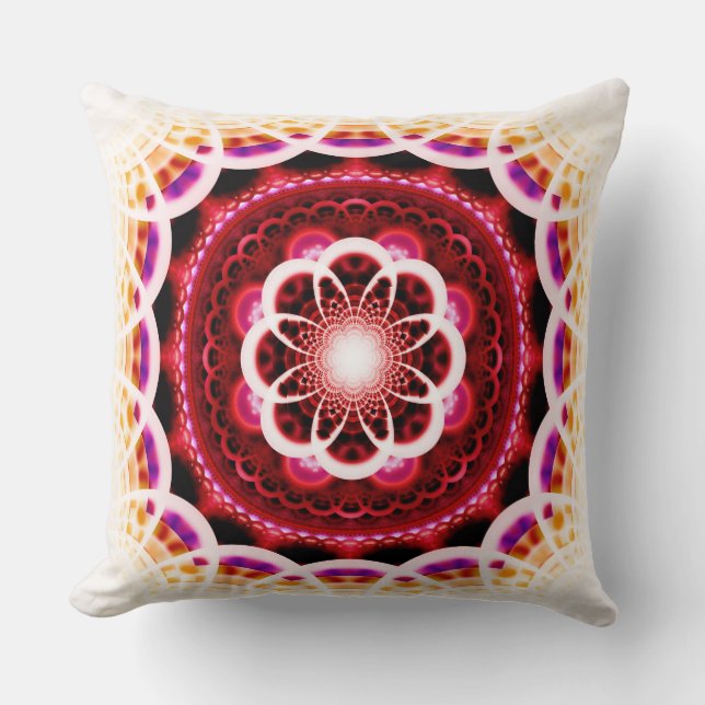 Coussin Motif mosaïque fractale rouge (Recto)
