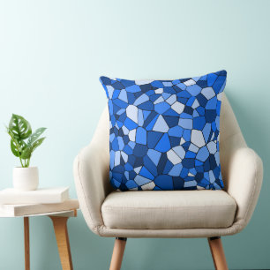 Coussin Motif mosaïque géométrique bleu moderne