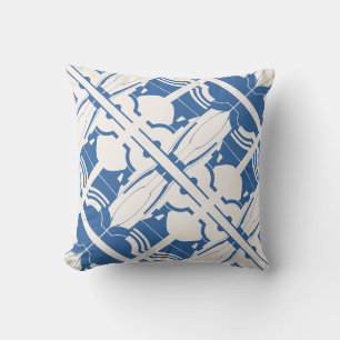 Coussin Motif Motif Mosaïque Bleu Blancs