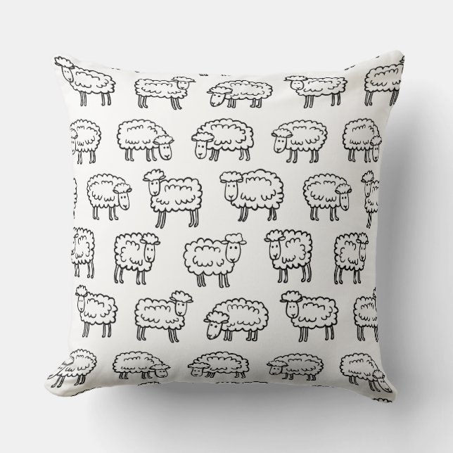 Coussin Motif mouton - noir et blanc (Recto)