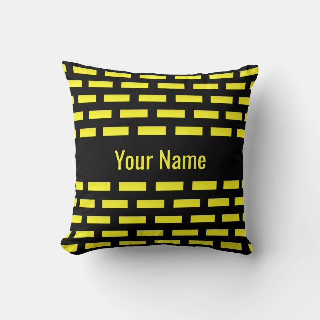 Coussin Motif mural Nom graphique noir et jaune (Recto)