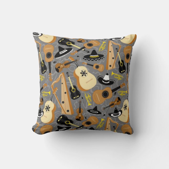 Coussin Motif musical mexicain Fiesta (Recto)