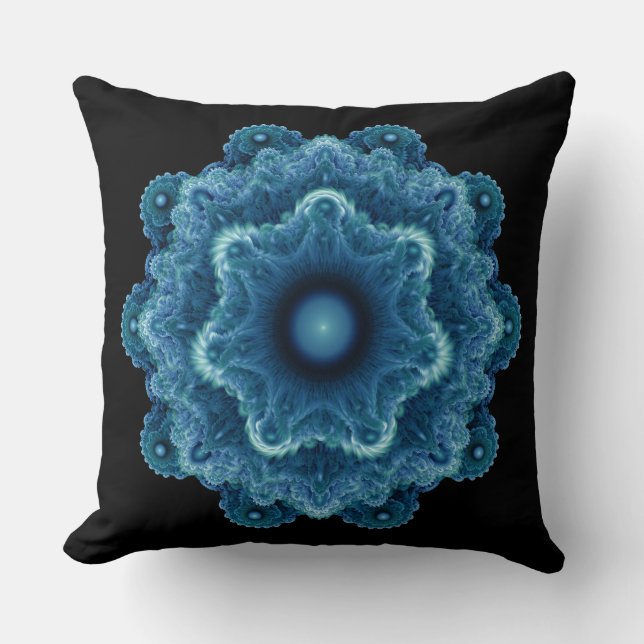 Coussin Motif naturel bleu fractal (Recto)