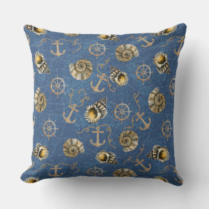 Coussin motif nautique bleu