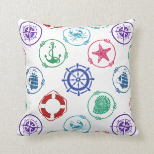Coussin Motif nautique coloré