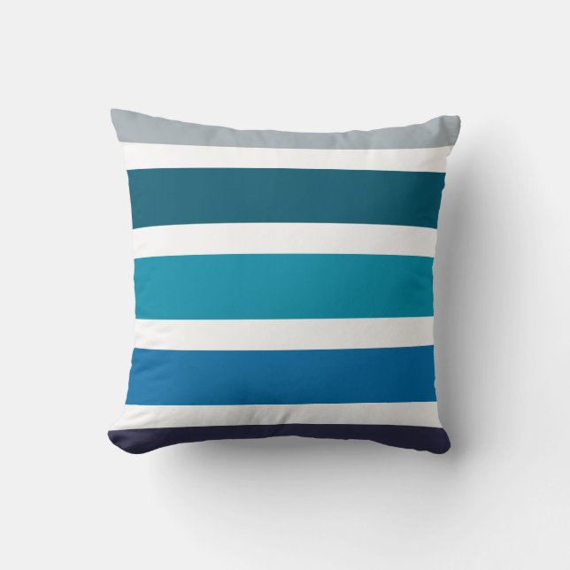 Coussin Motif nautique de rayures de vert bleu (Recto)