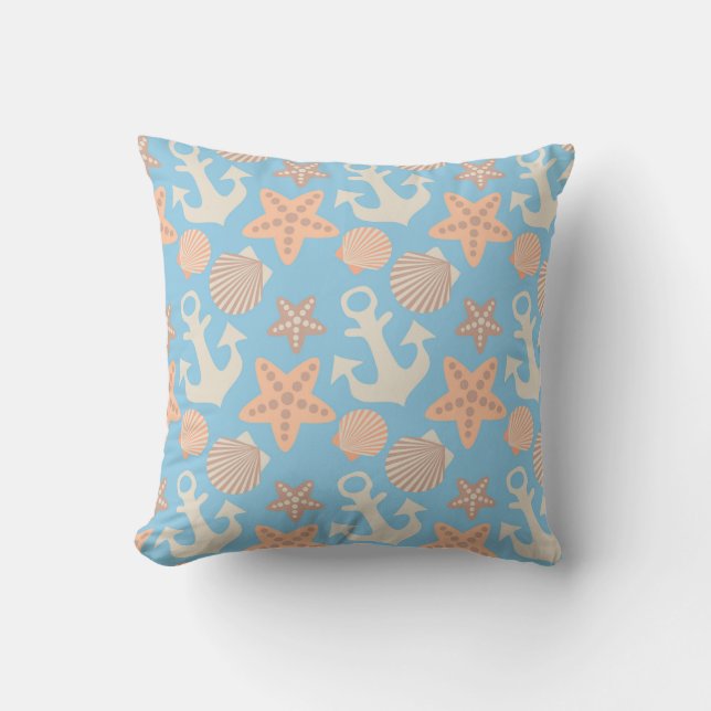Coussin Motif nautique en pastel (Recto)