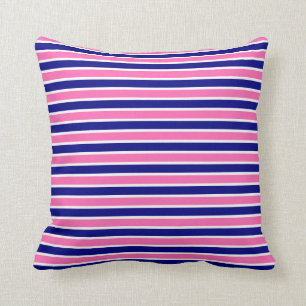 Coussin Motif Navy Blue and Hot Pink Stripes