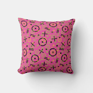 Coussin motif Neon Pink et Blue Doodle des années 80/90