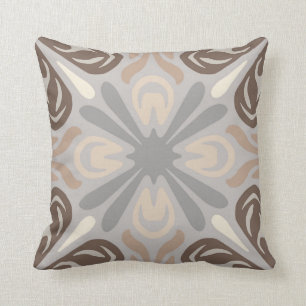 Coussin Motif neutre en Gris, Tan et Brown
