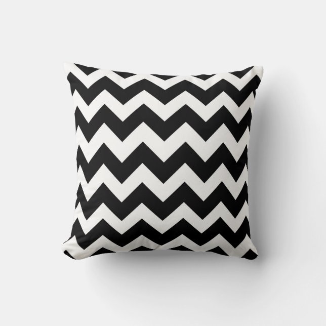 Coussin Motif noir blanc Chevron Zigzap (Recto)