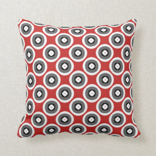 Coussin Motif noir blanc gris rouge