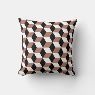 Coussin Motif noir et blanc de cuivre des cubes 3D