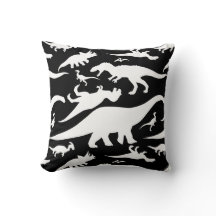 Motif noir et blanc de dinosaure