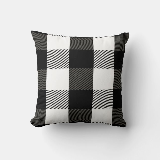 Coussin Motif noir et blanc de flanelle de plaid de (Recto)